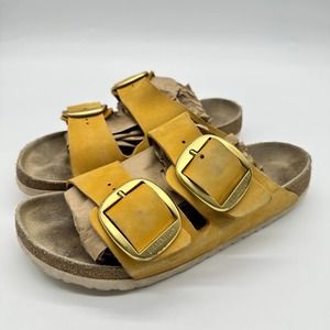 BIRKENSTOCK ARIZONA BIG BUCKLE NUBUCK SANDAL SIZE 41 WOMENS 10 OCHRE YELLOW